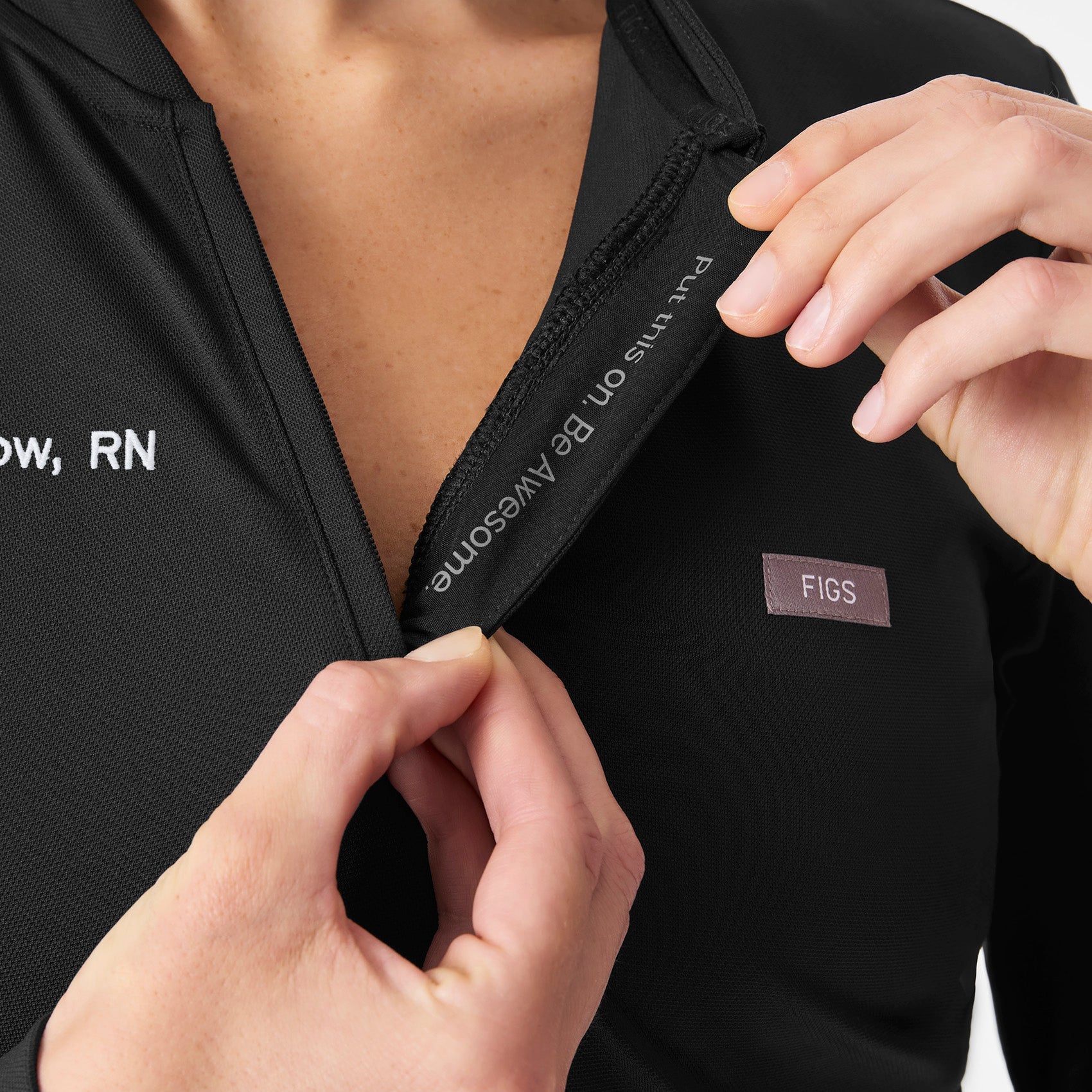 Bree Slim Long-Sleeve Scrub Top - Black