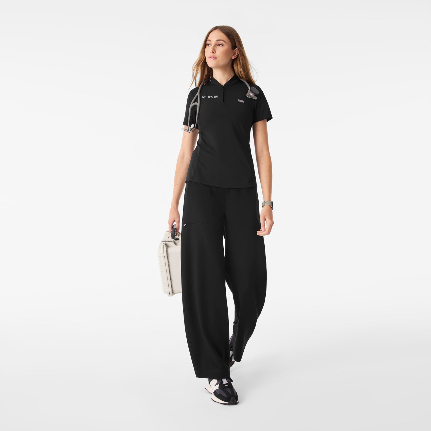 Bree Slim Scrub Top - Black
