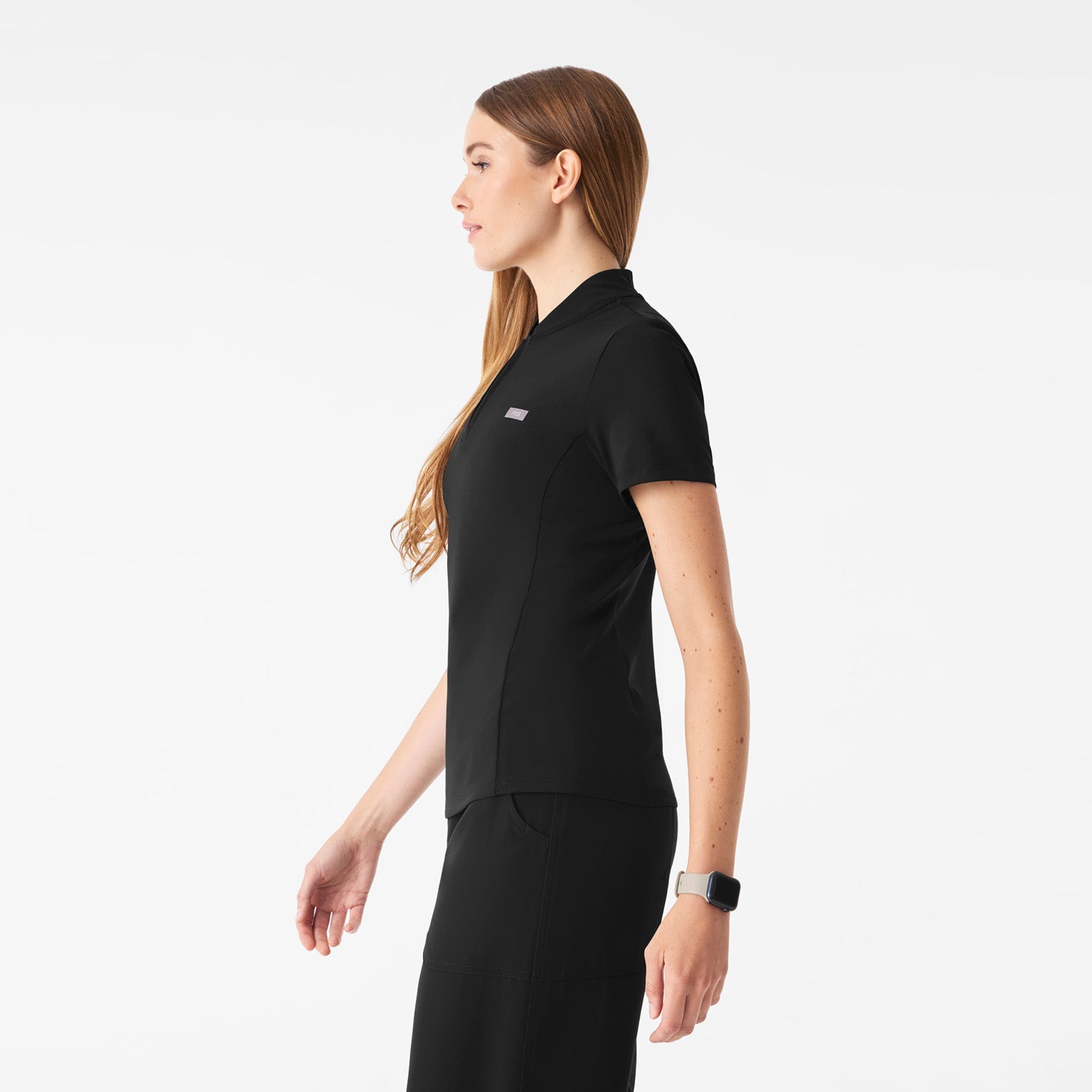 Bree Slim Scrub Top - Black