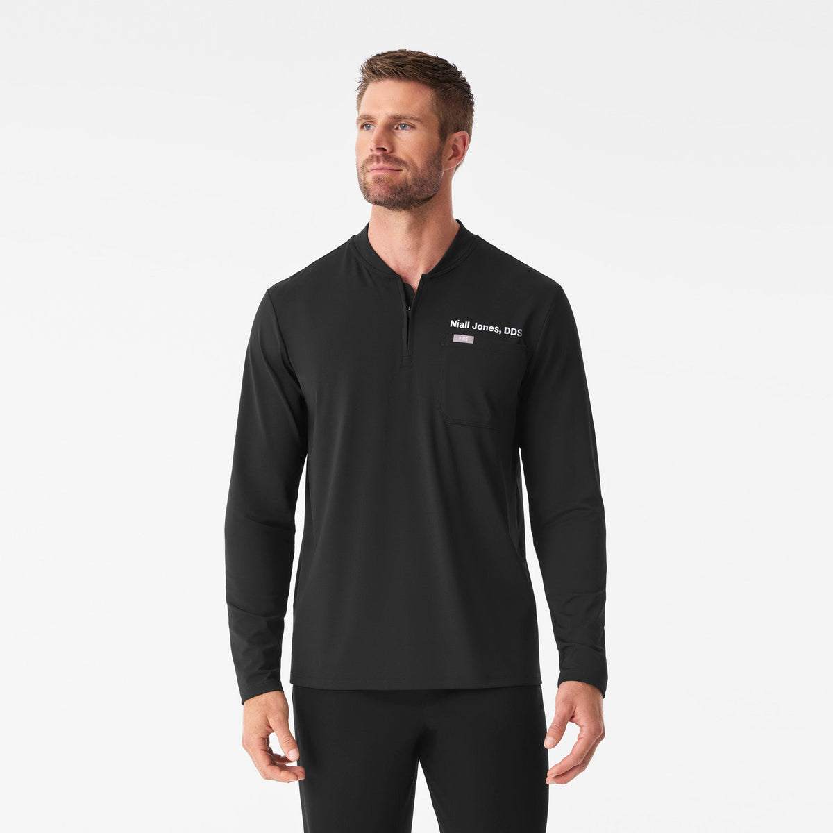 Dawes ¼ Zip Long-Sleeve Scrub Top - Black