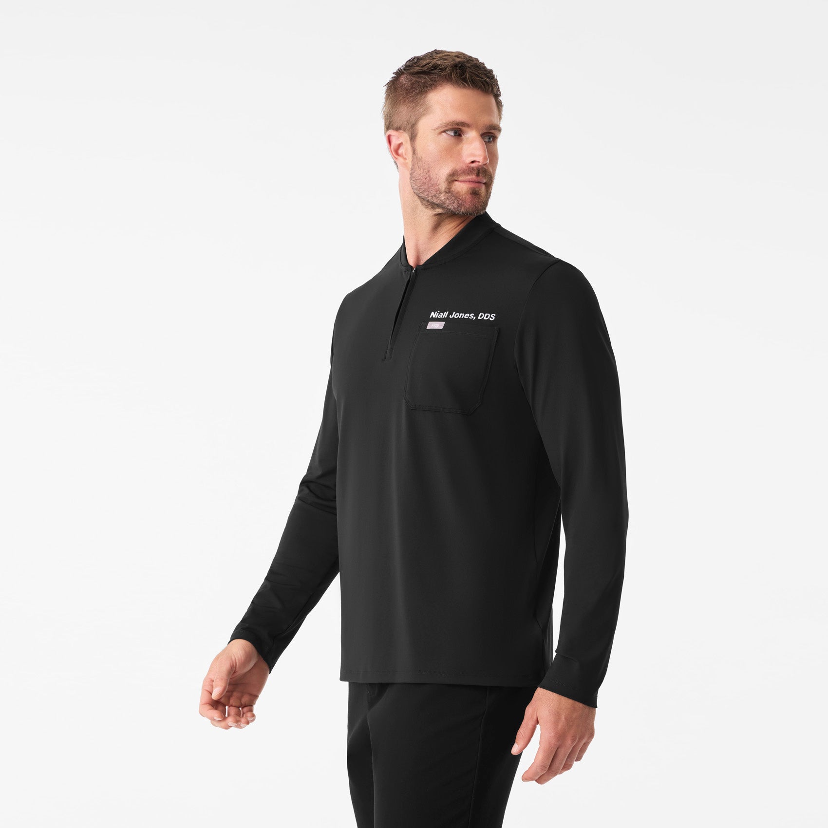 Dawes ¼ Zip Long-Sleeve Scrub Top - Black