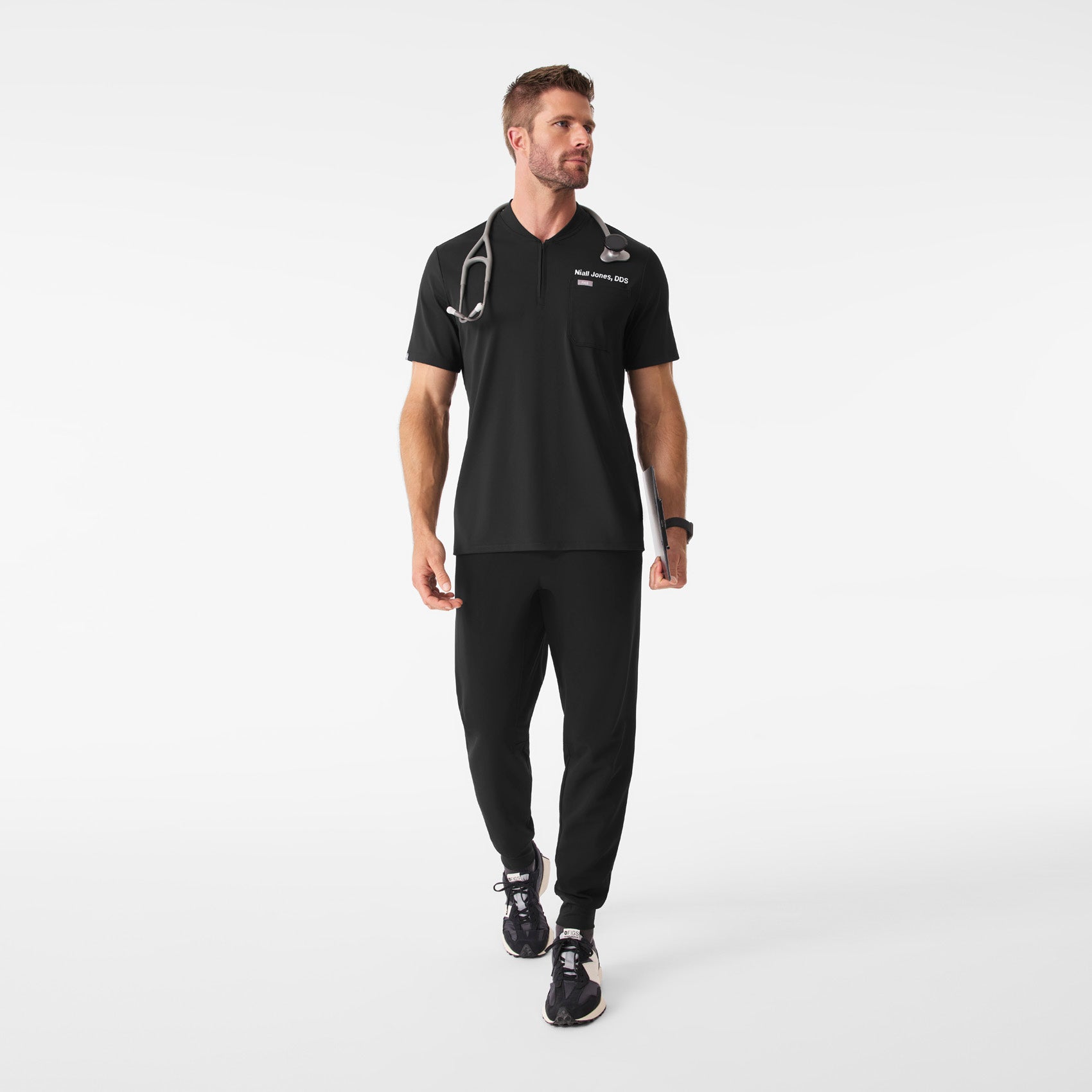 Dawes ¼ Zip Scrub Top  - Black
