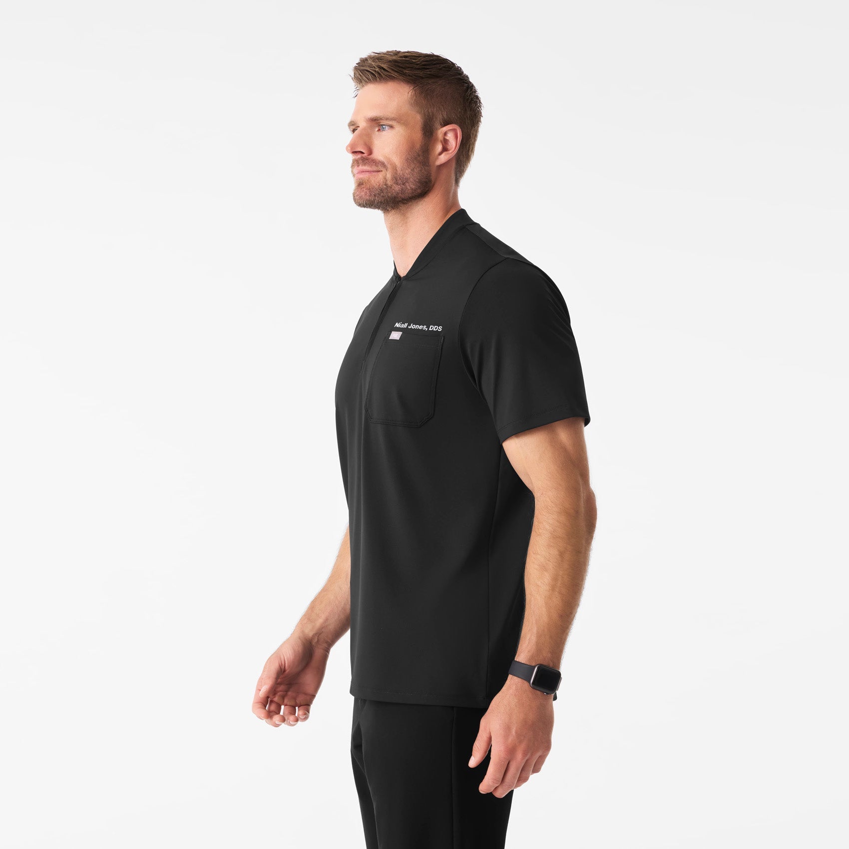 Dawes ¼ Zip Scrub Top  - Black