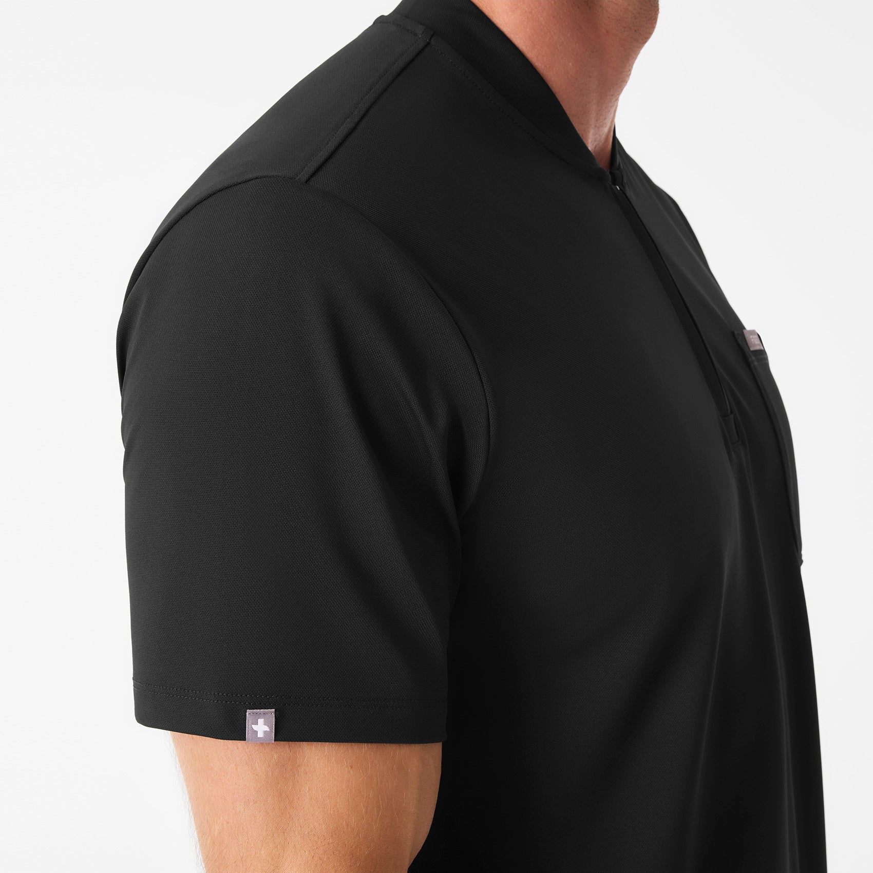 Dawes ¼ Zip Scrub Top  - Black