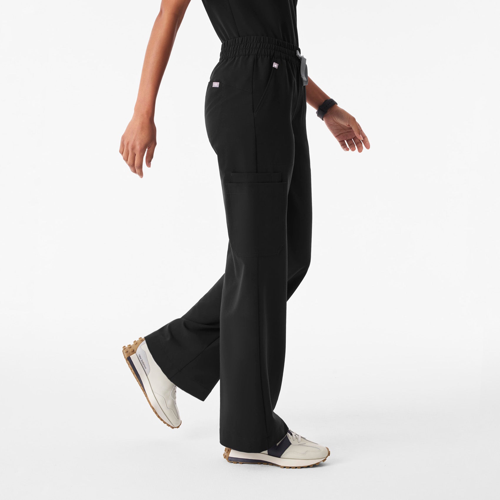 Isabel Ruched Wide-Leg Scrub Pant - Black