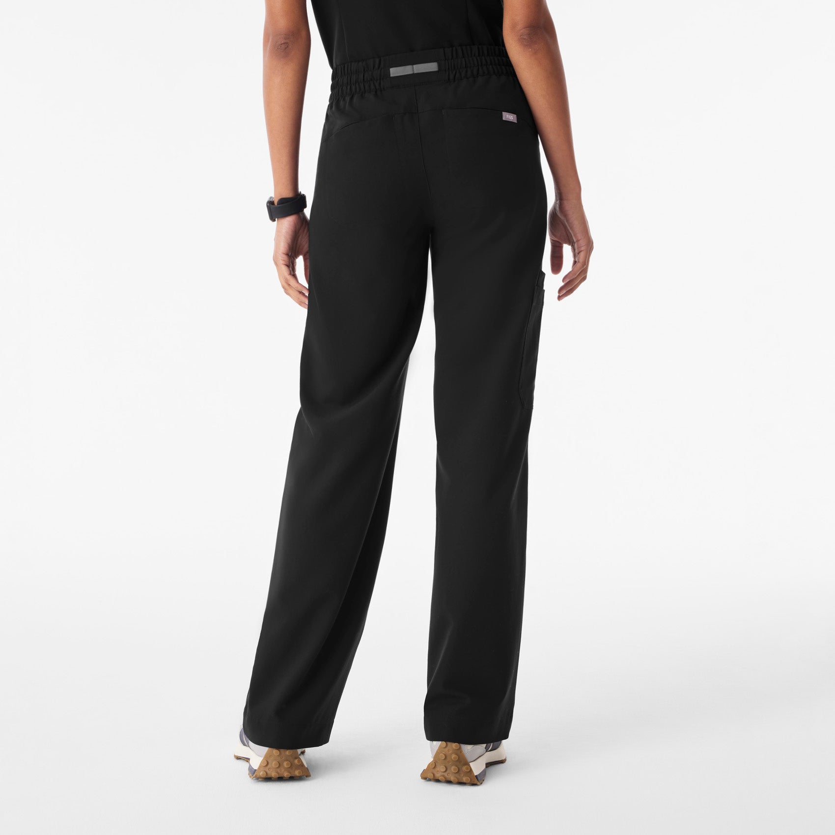 Isabel Ruched Wide-Leg Scrub Pant - Black