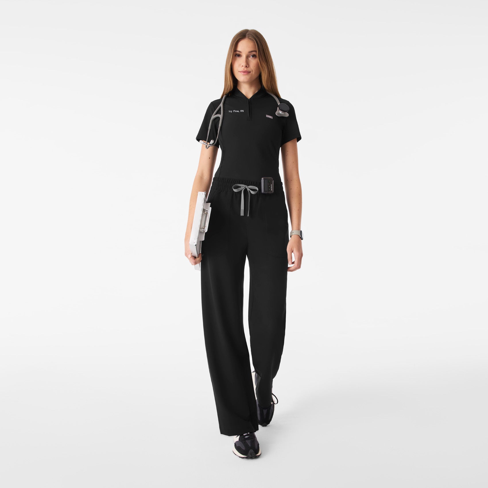 Roslyn Wide-Leg Scrub Pant  - Black