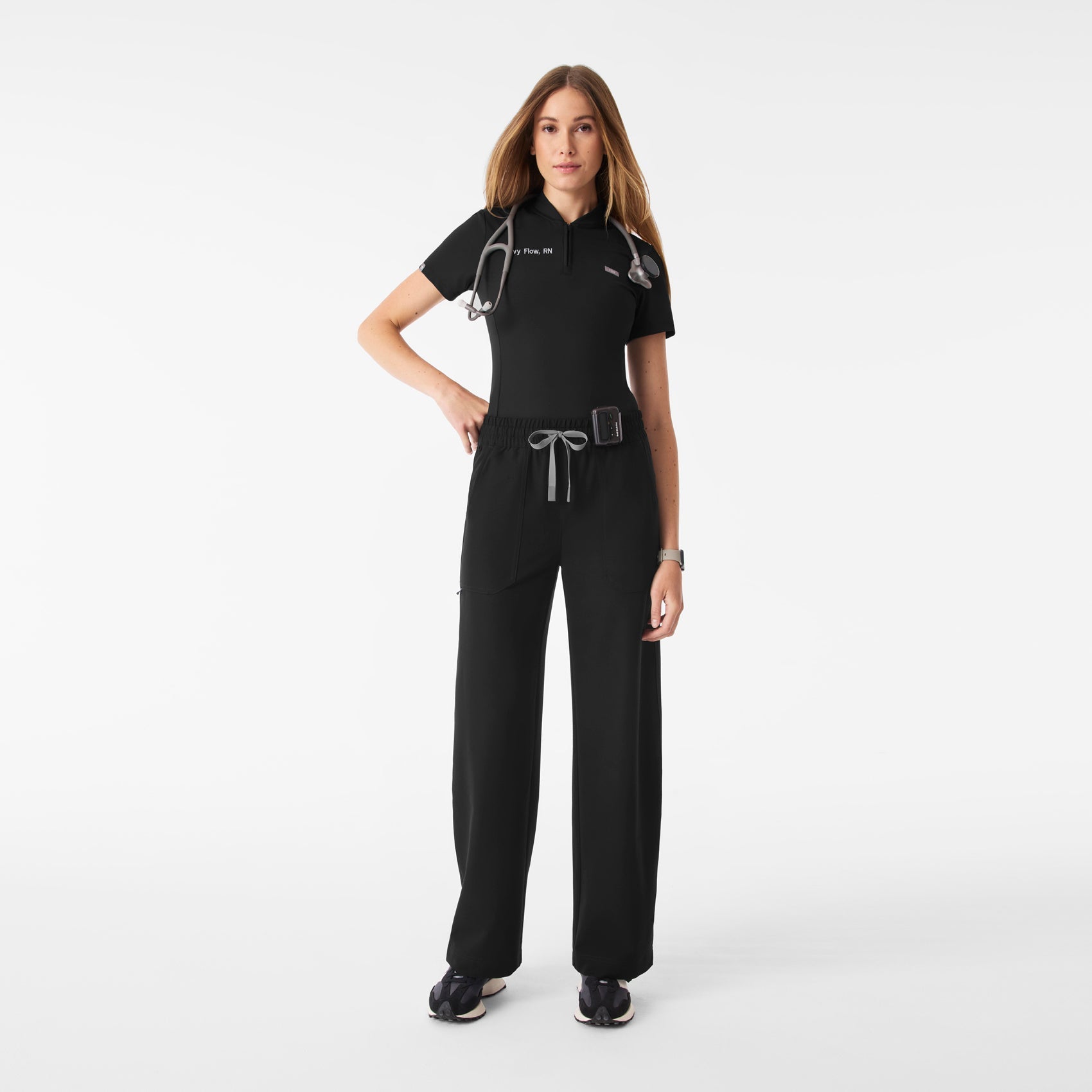 Roslyn Wide-Leg Scrub Pant  - Black