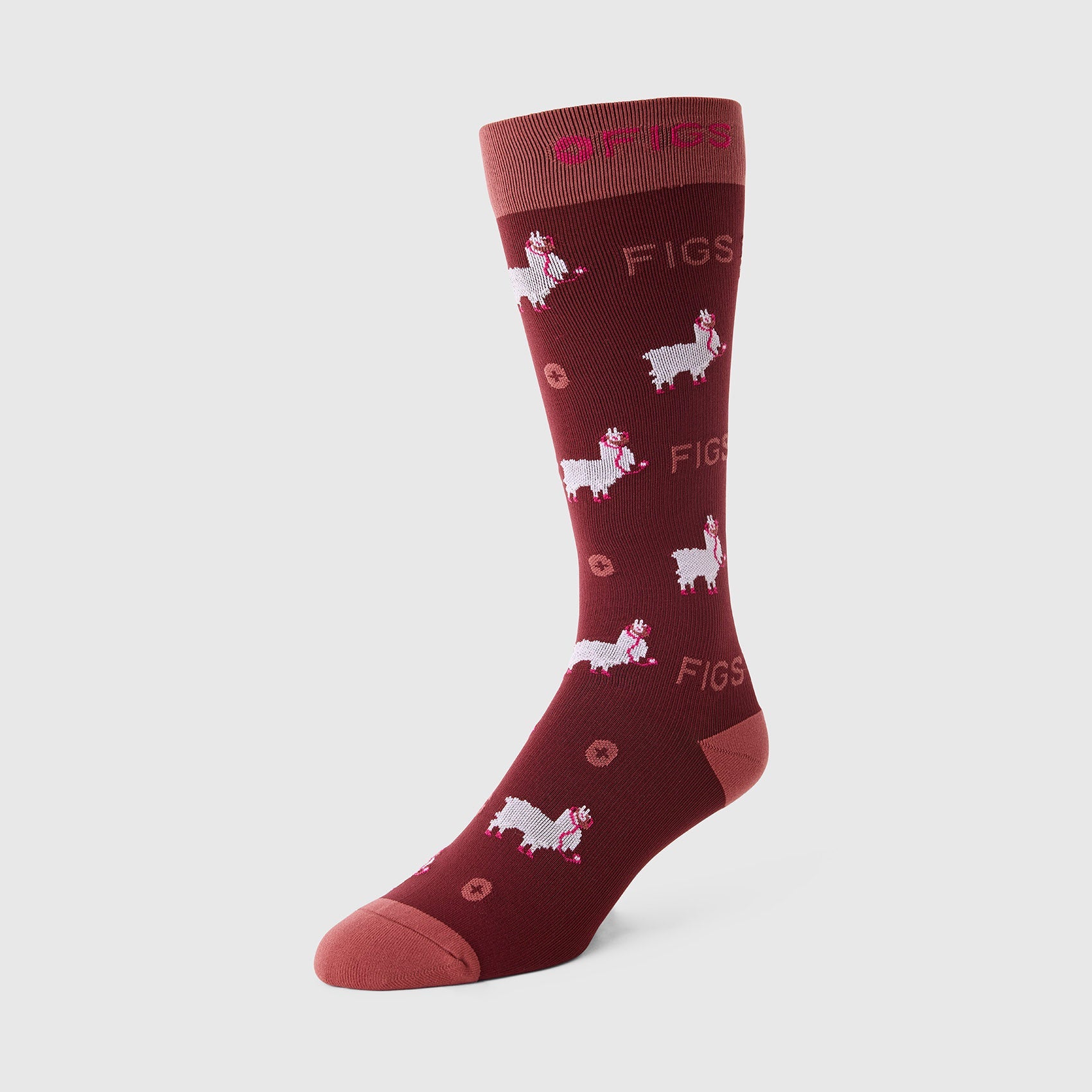 FIGS Compression Socks - Trauma Llama/Burgundy