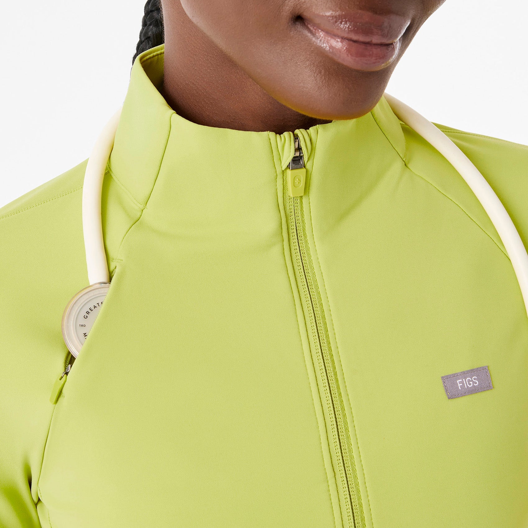ContourKnit Cropped Scrub Jacket™ - Celery