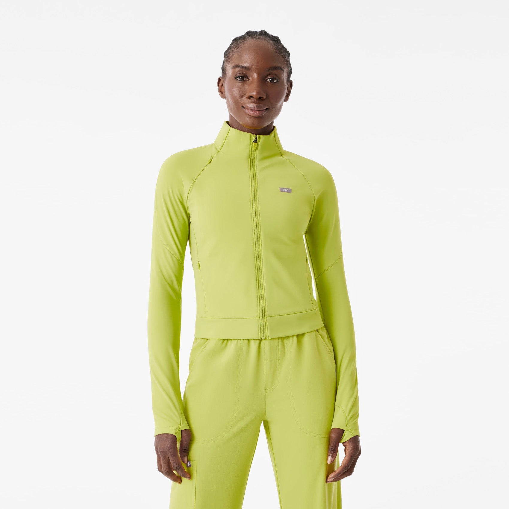 ContourKnit Cropped Scrub Jacket™ - Celery