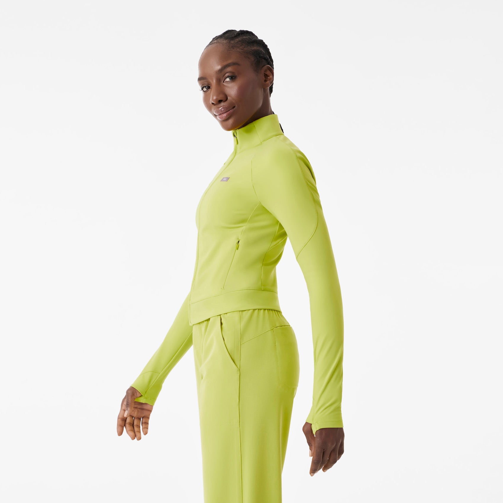 ContourKnit Cropped Scrub Jacket™ - Celery