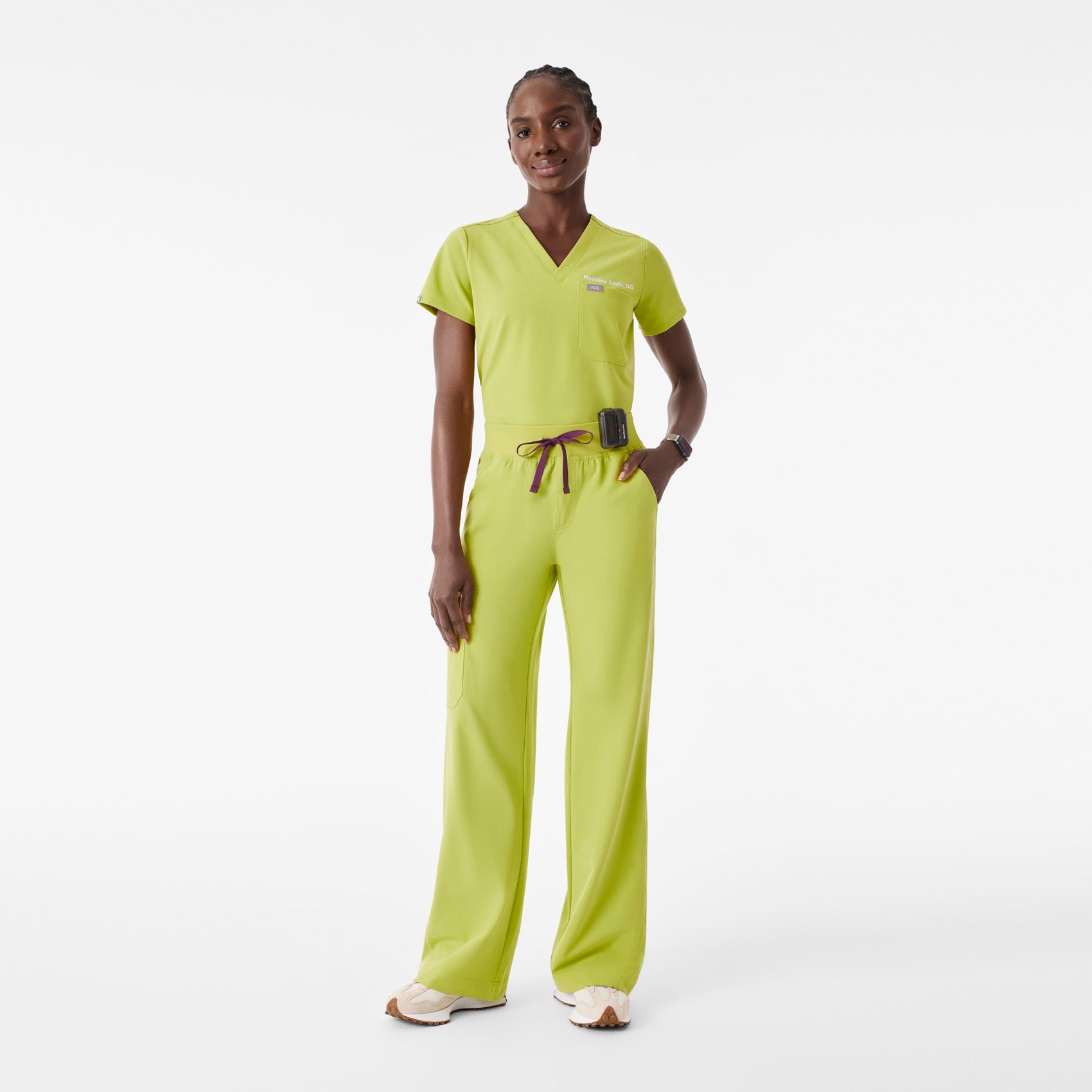Isabel High-Rise Wide-Leg Scrub Pant - Celery