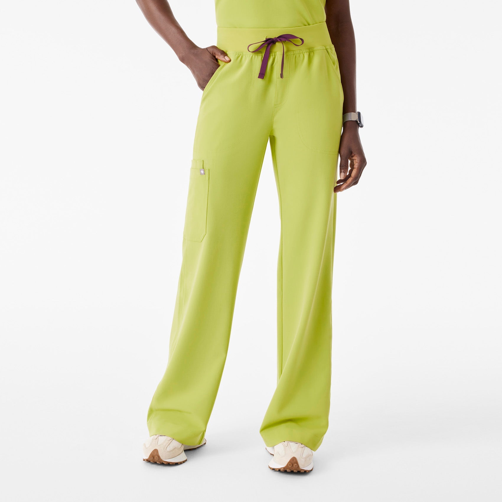 Isabel High-Rise Wide-Leg Scrub Pant - Celery