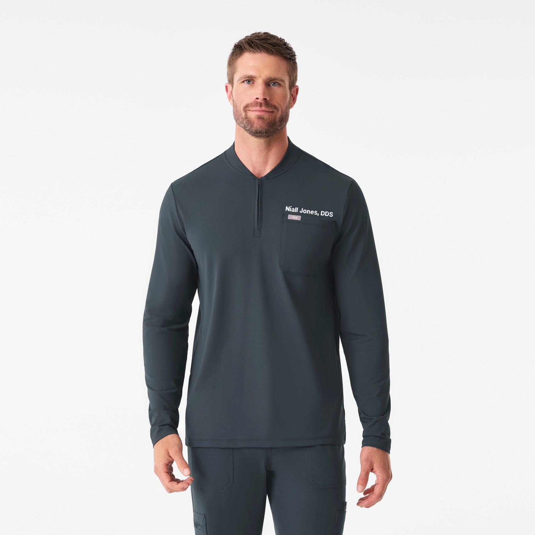 Dawes ¼ Zip Long-Sleeve Scrub Top - Dark Harbor