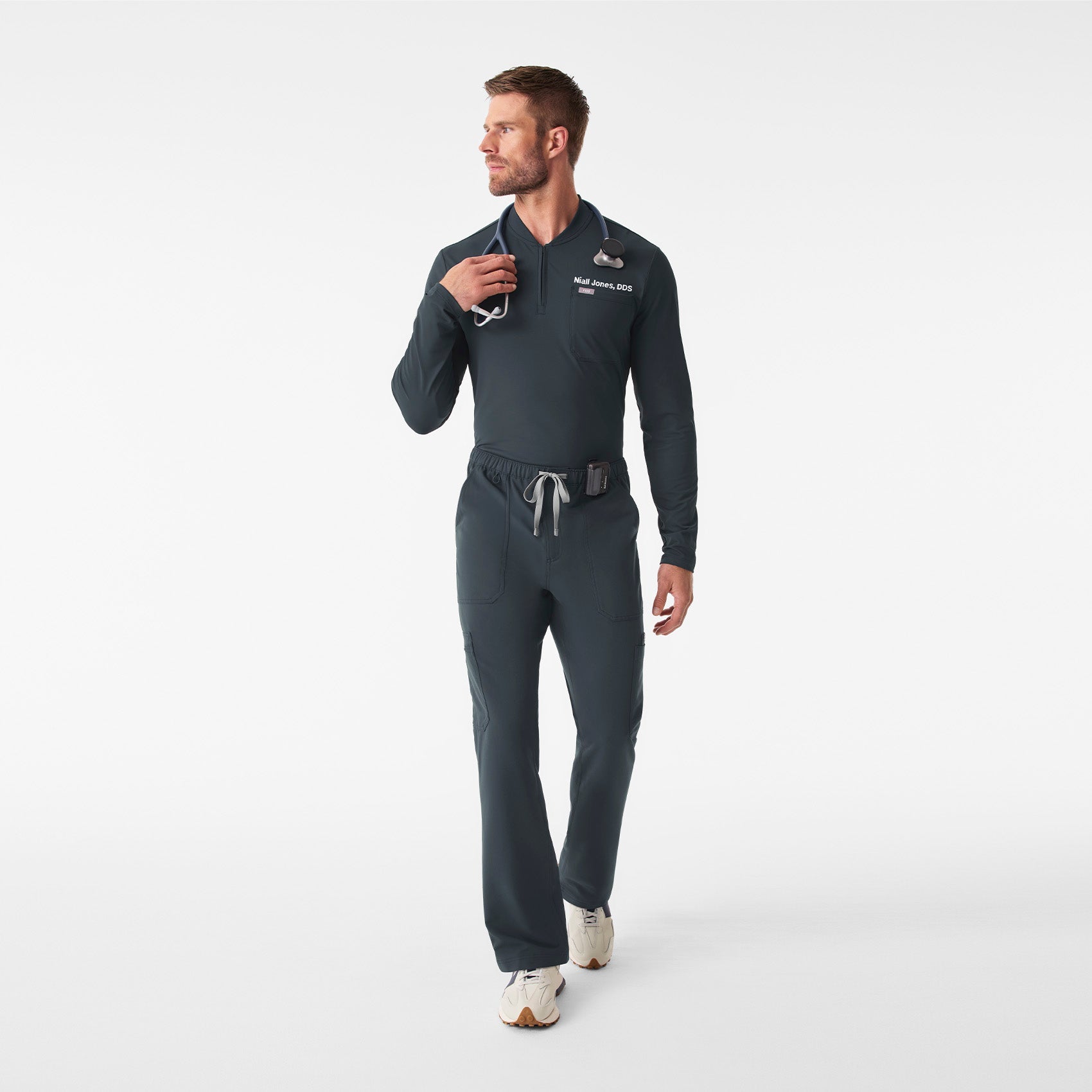 Dawes ¼ Zip Long-Sleeve Scrub Top - Dark Harbor