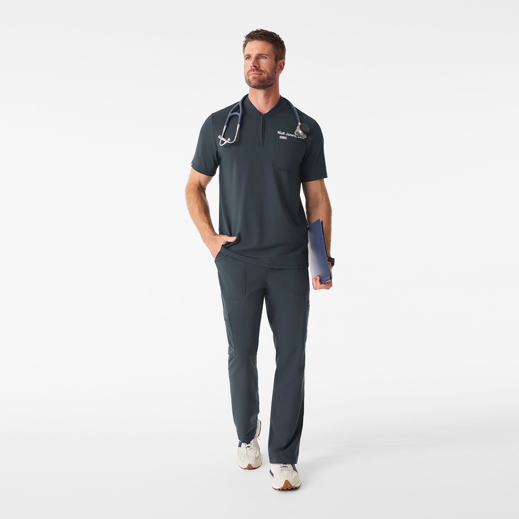 Dawes ¼ Zip Scrub Top  - Dark Harbor