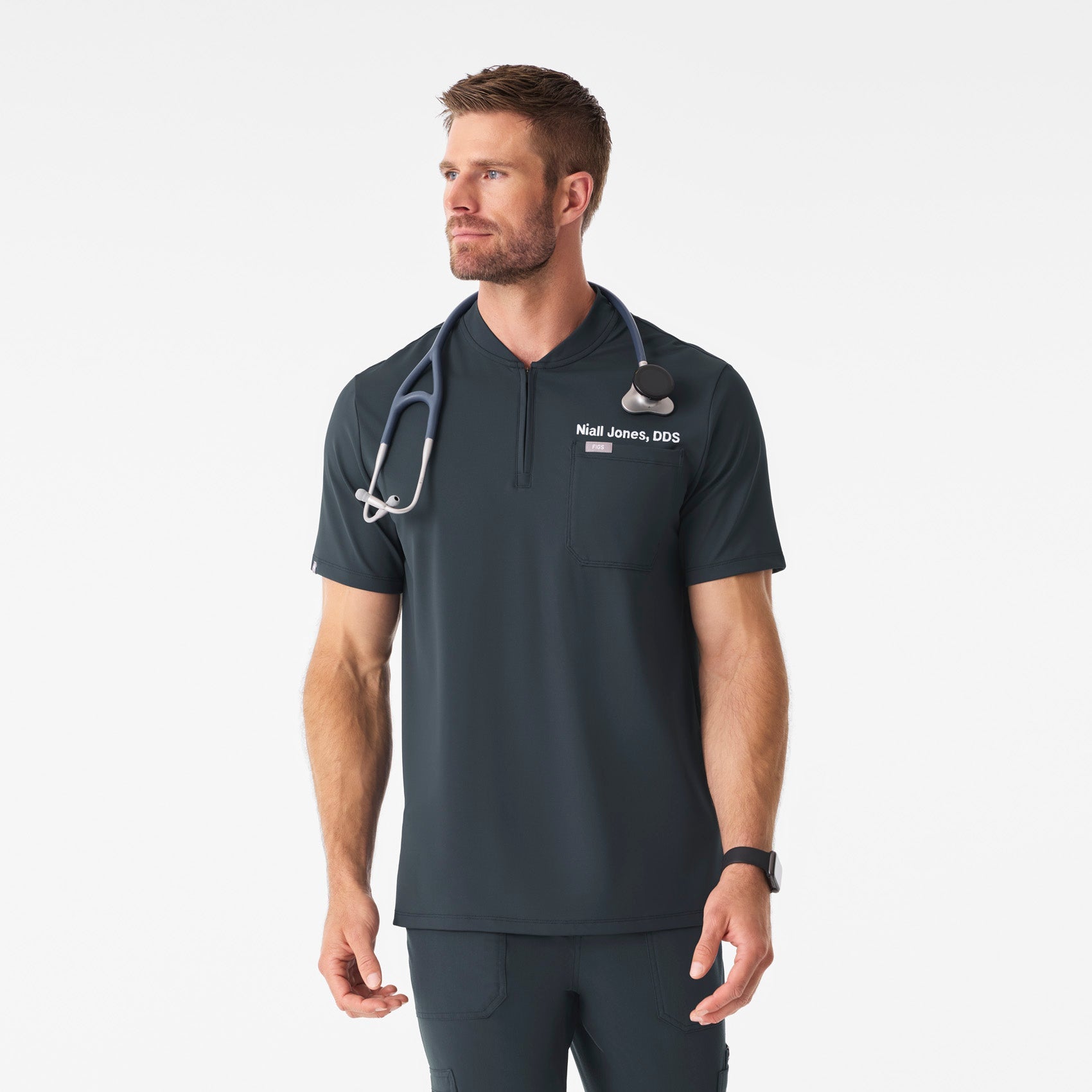 Dawes ¼ Zip Scrub Top  - Dark Harbor
