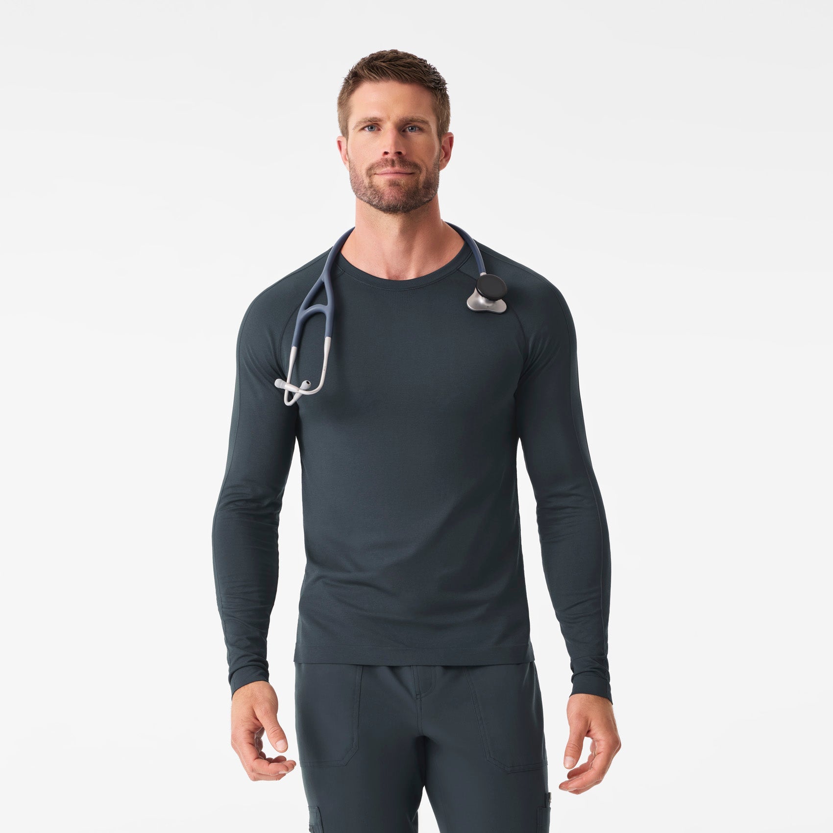 Makato Solid Long-Sleeve Underscrub  - Dark Harbor