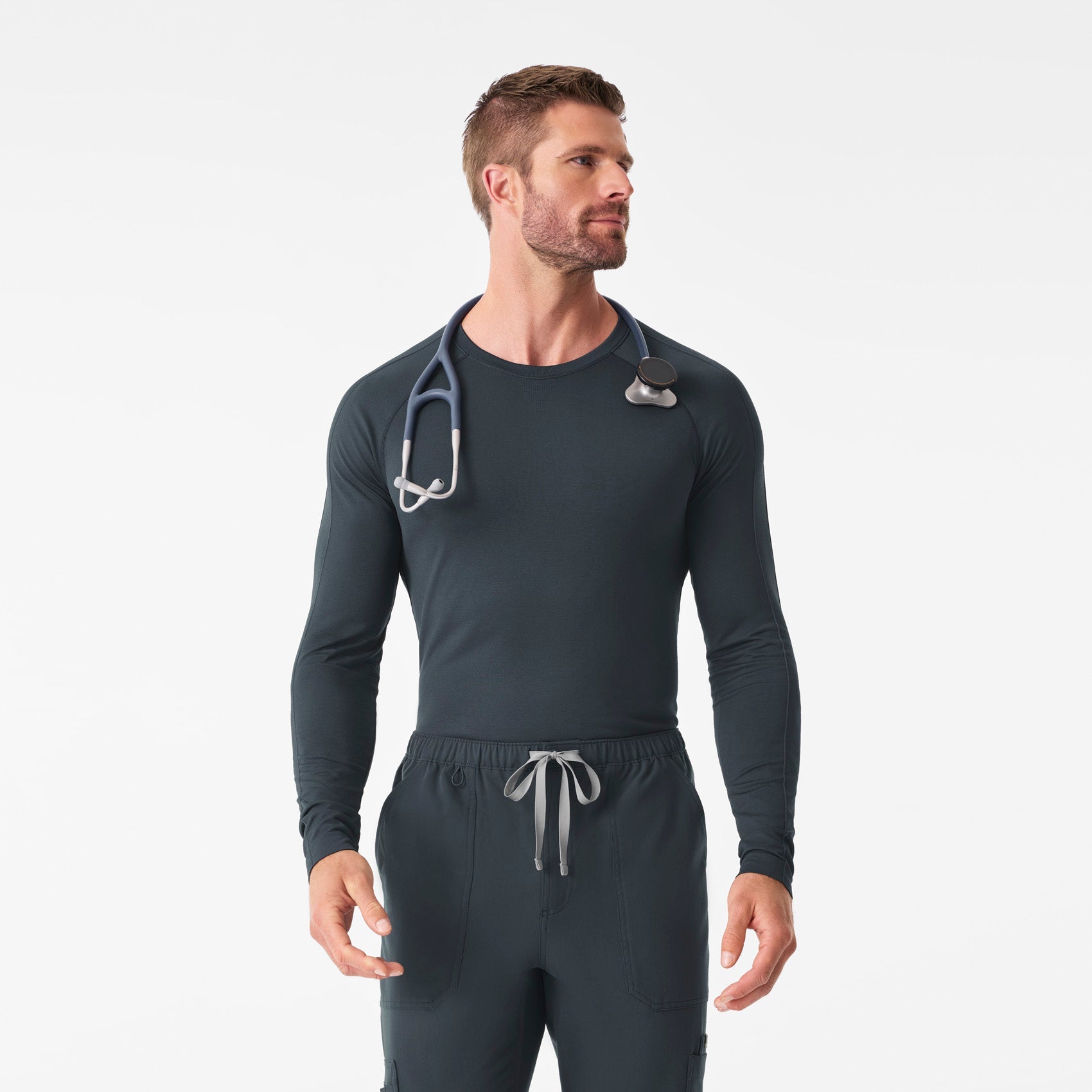 Makato Solid Long-Sleeve Underscrub  - Dark Harbor