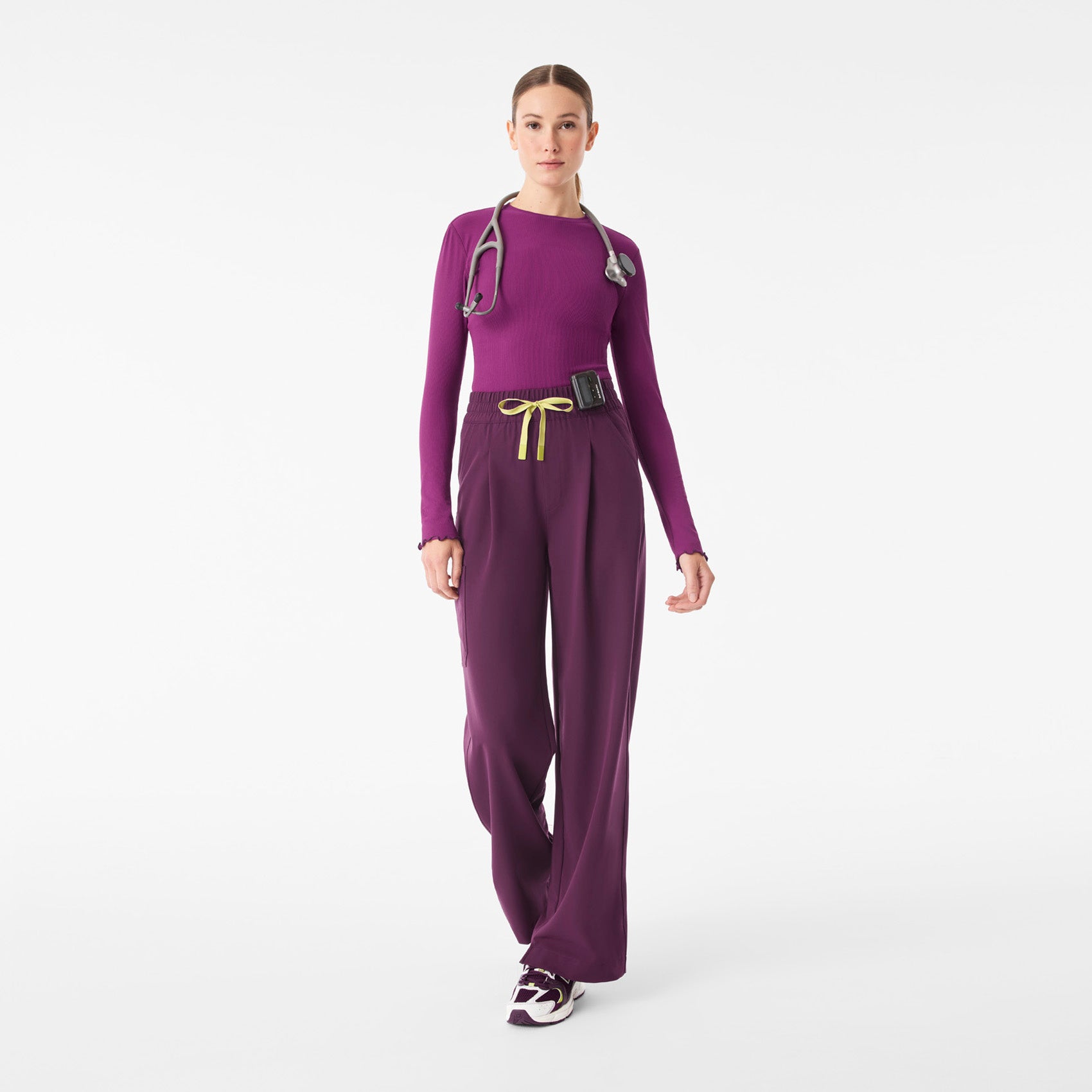 Lacey Ruffle Long-Sleeve Underscrub - Light Deep Purple