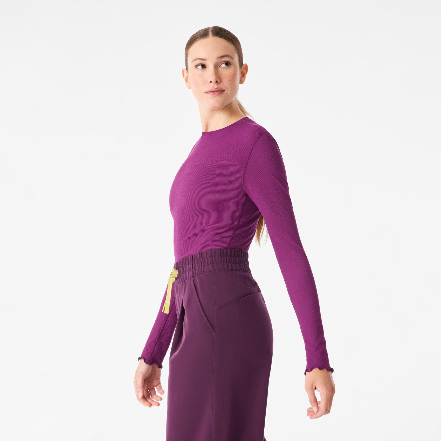 Lacey Ruffle Long-Sleeve Underscrub - Light Deep Purple