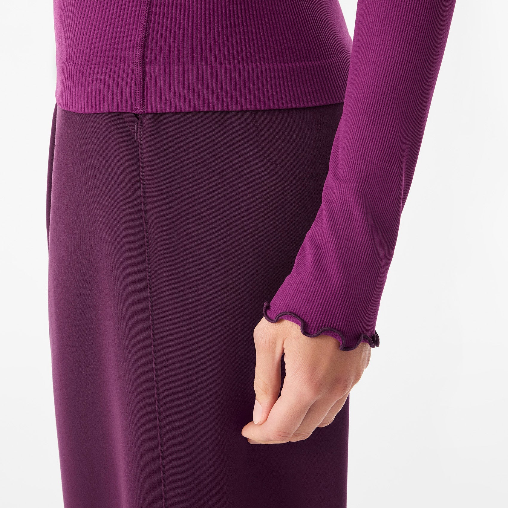 Lacey Ruffle Long-Sleeve Underscrub - Light Deep Purple