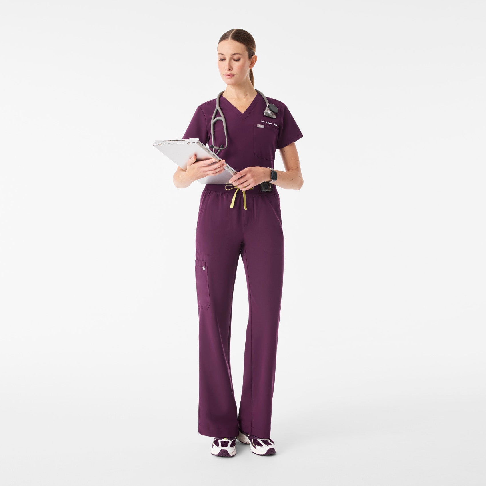Isabel High-Rise Wide-Leg Scrub Pant - Deep Purple