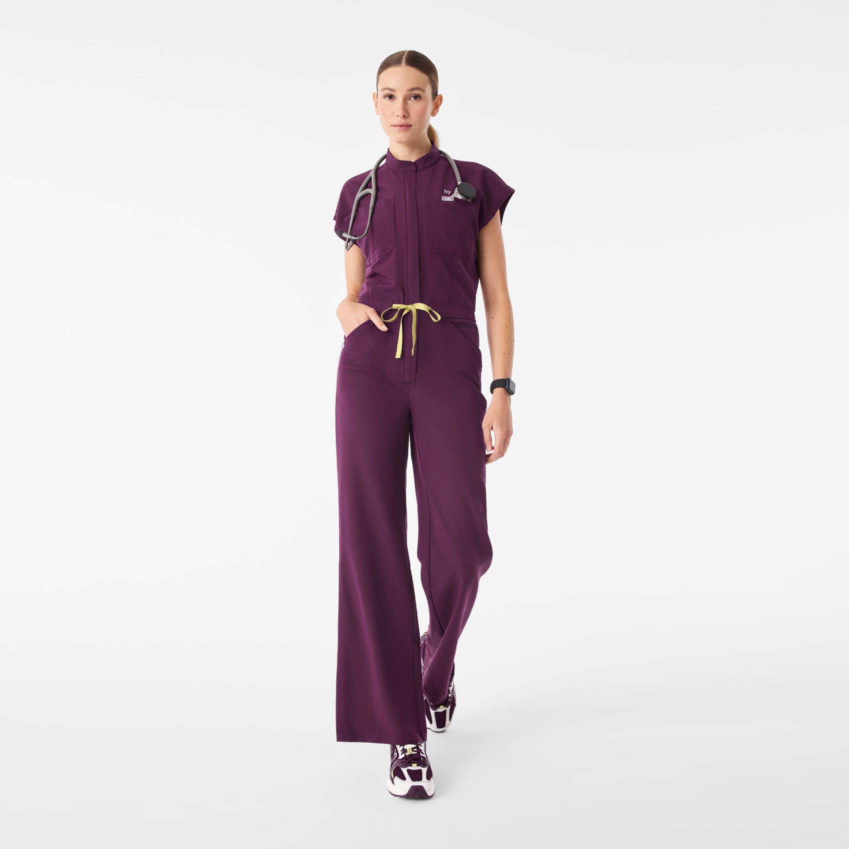Rafaela Wide-Leg ScrubJumpsuit™ - Deep Purple