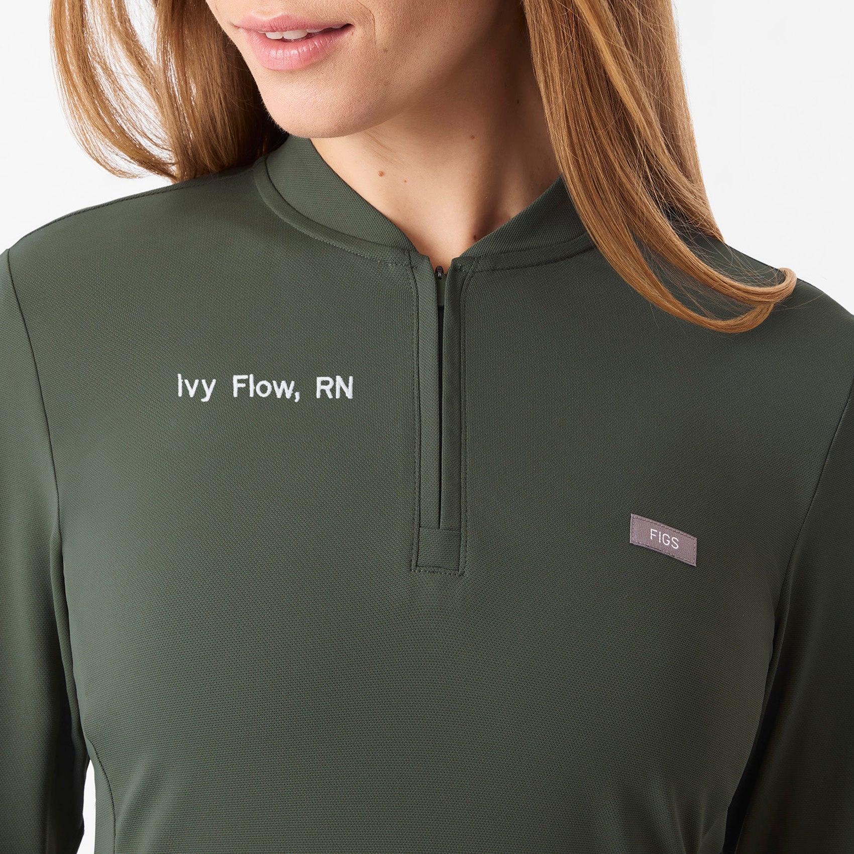 Bree Slim Long-Sleeve Scrub Top - Moss