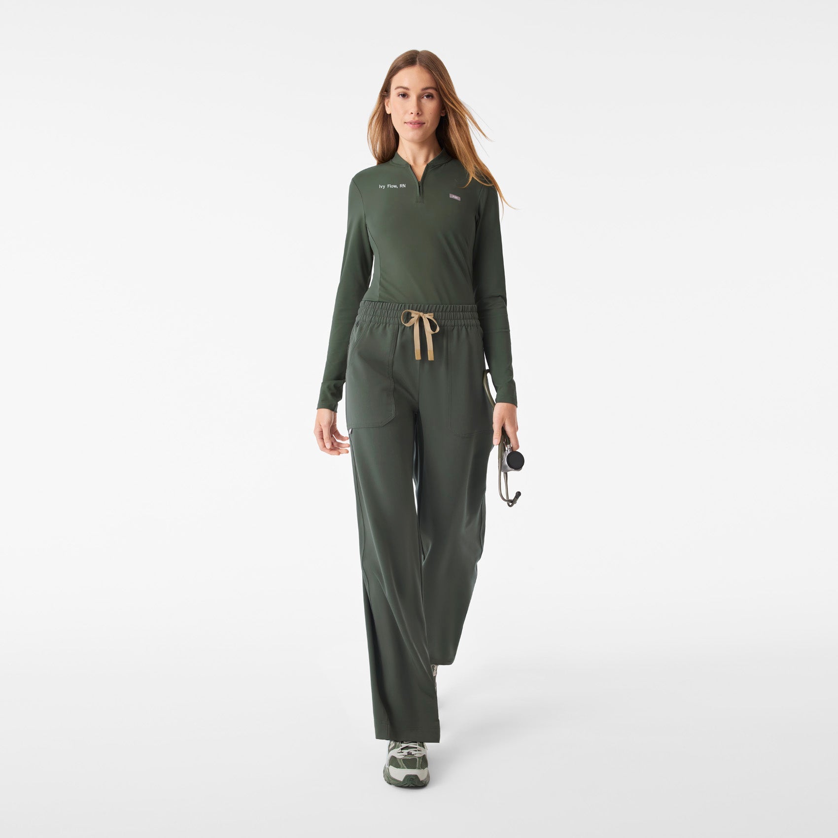 Bree Slim Long-Sleeve Scrub Top - Moss