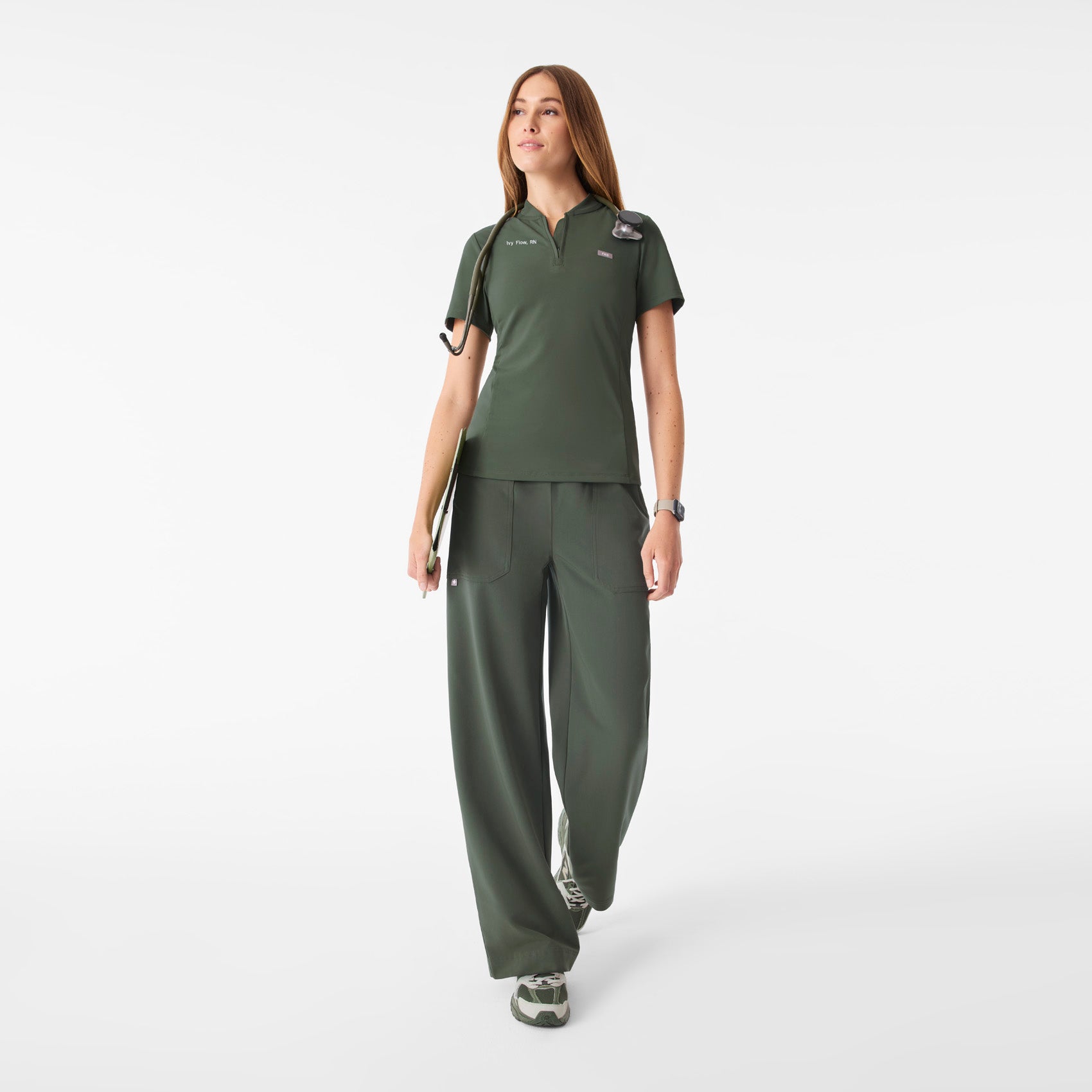 Bree Slim Scrub Top - Moss