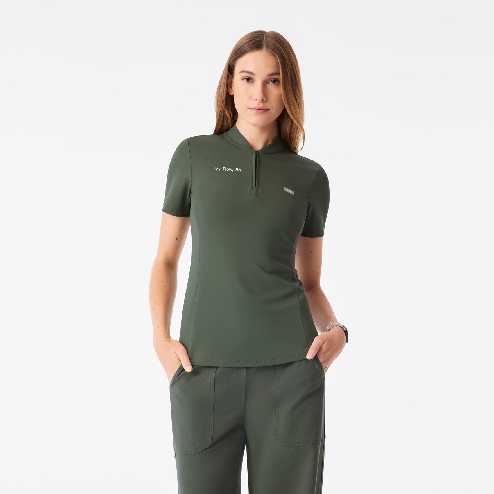 Bree Slim Scrub Top - Moss