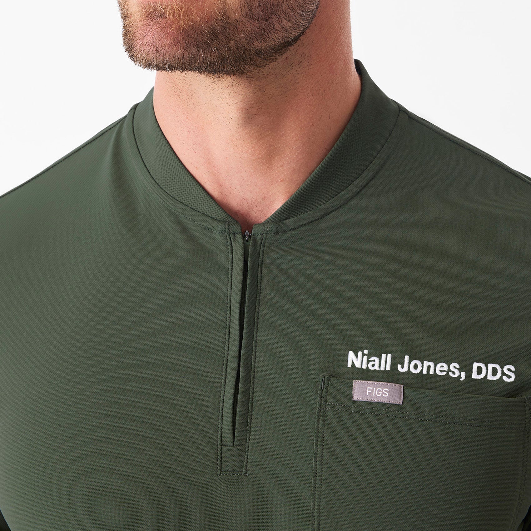 Dawes ¼ Zip Long-Sleeve Scrub Top - Moss