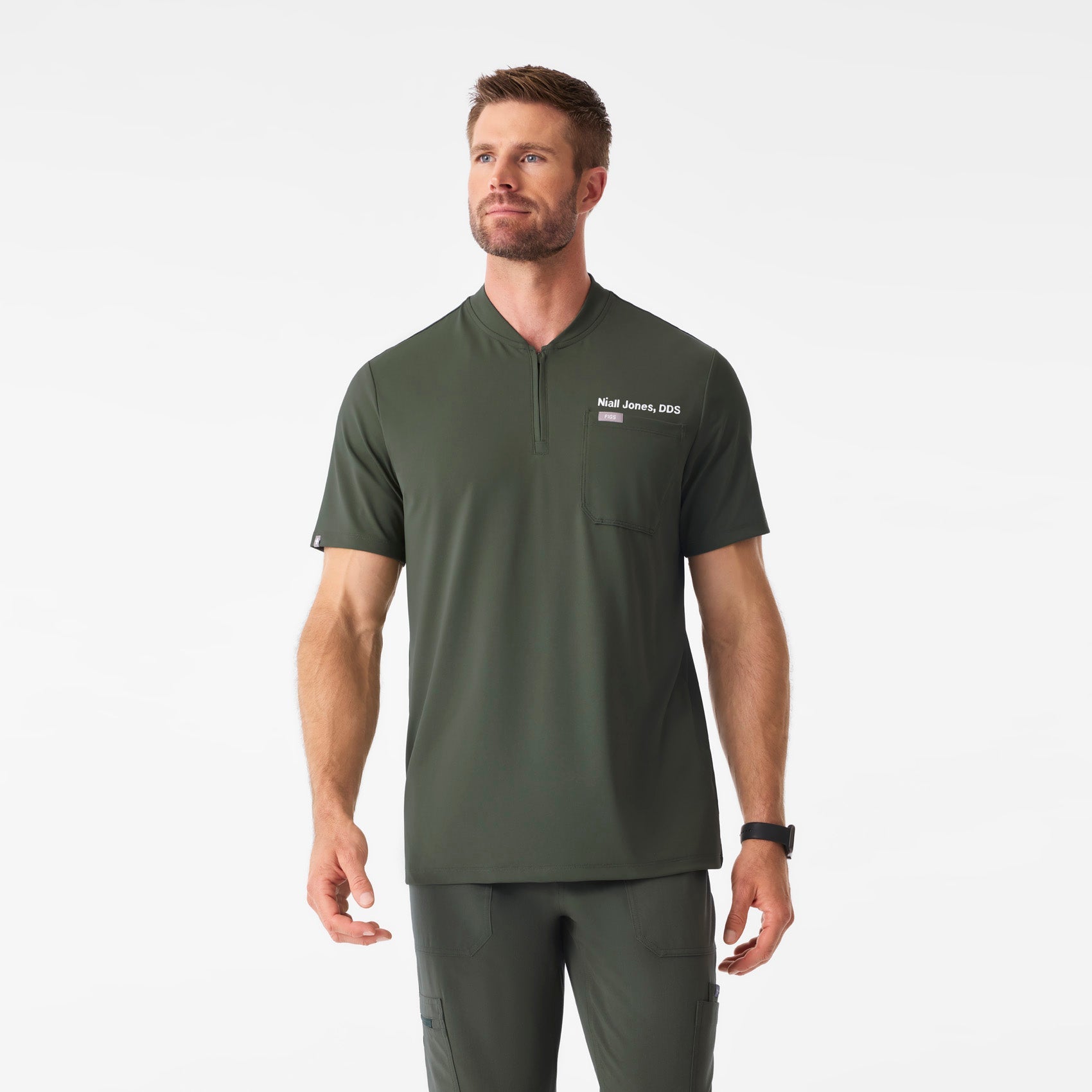 Dawes ¼ Zip Scrub Top  - Moss