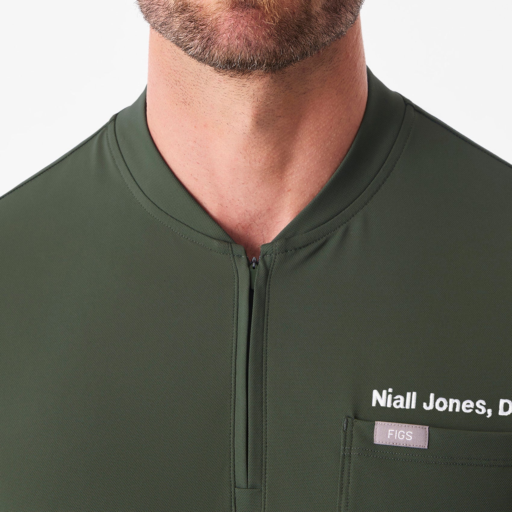Dawes ¼ Zip Scrub Top  - Moss