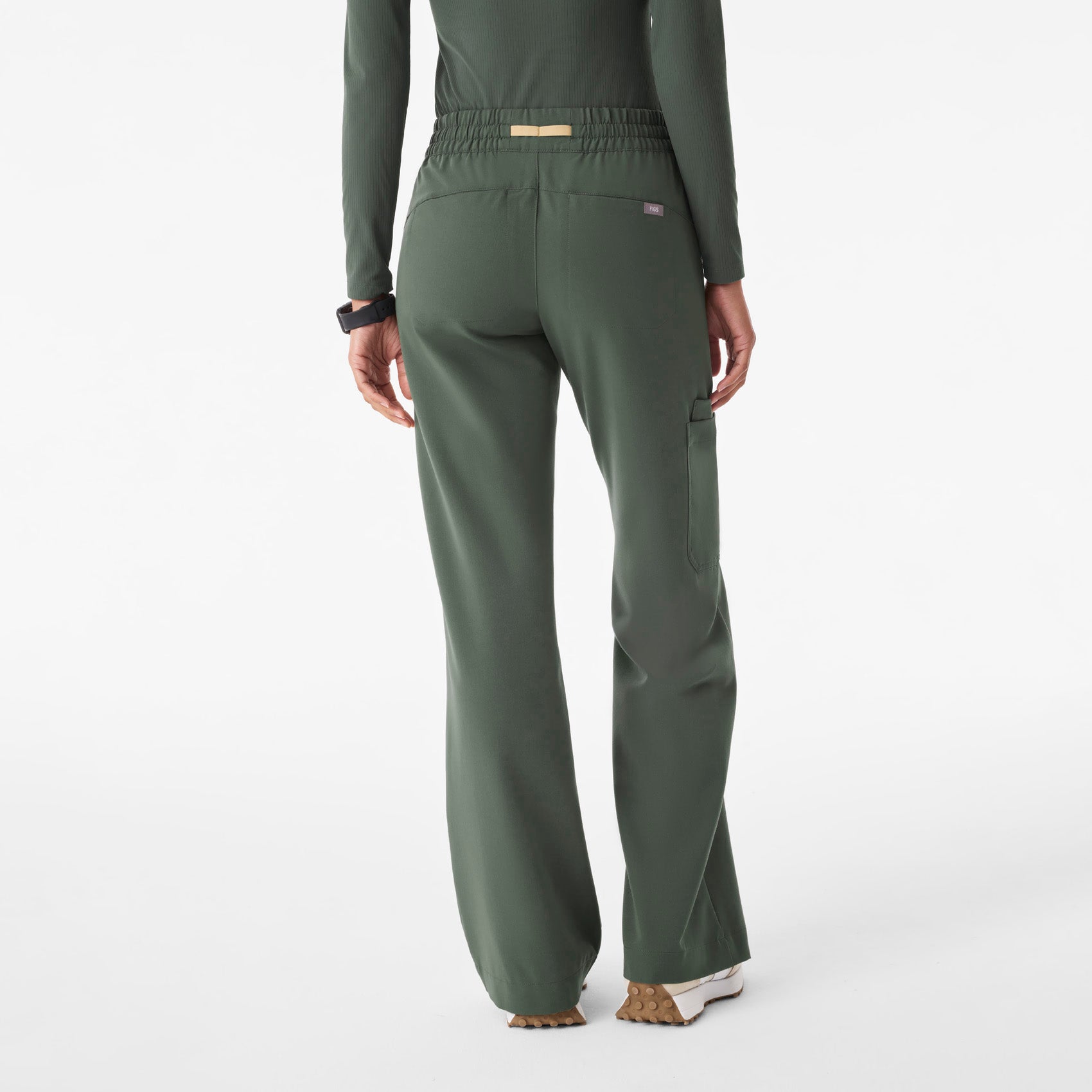 Isabel Ruched Wide-Leg Scrub Pant - Moss