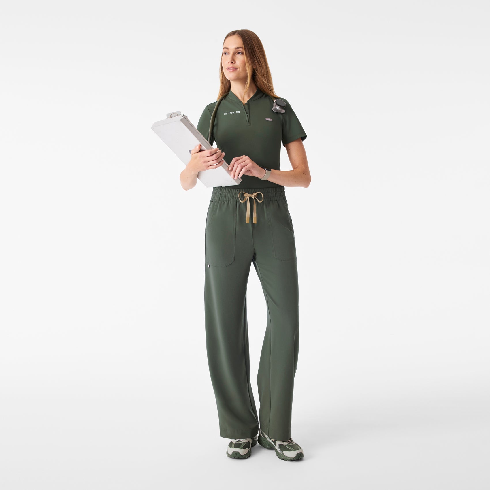 Roslyn Wide-Leg Scrub Pant  - Moss