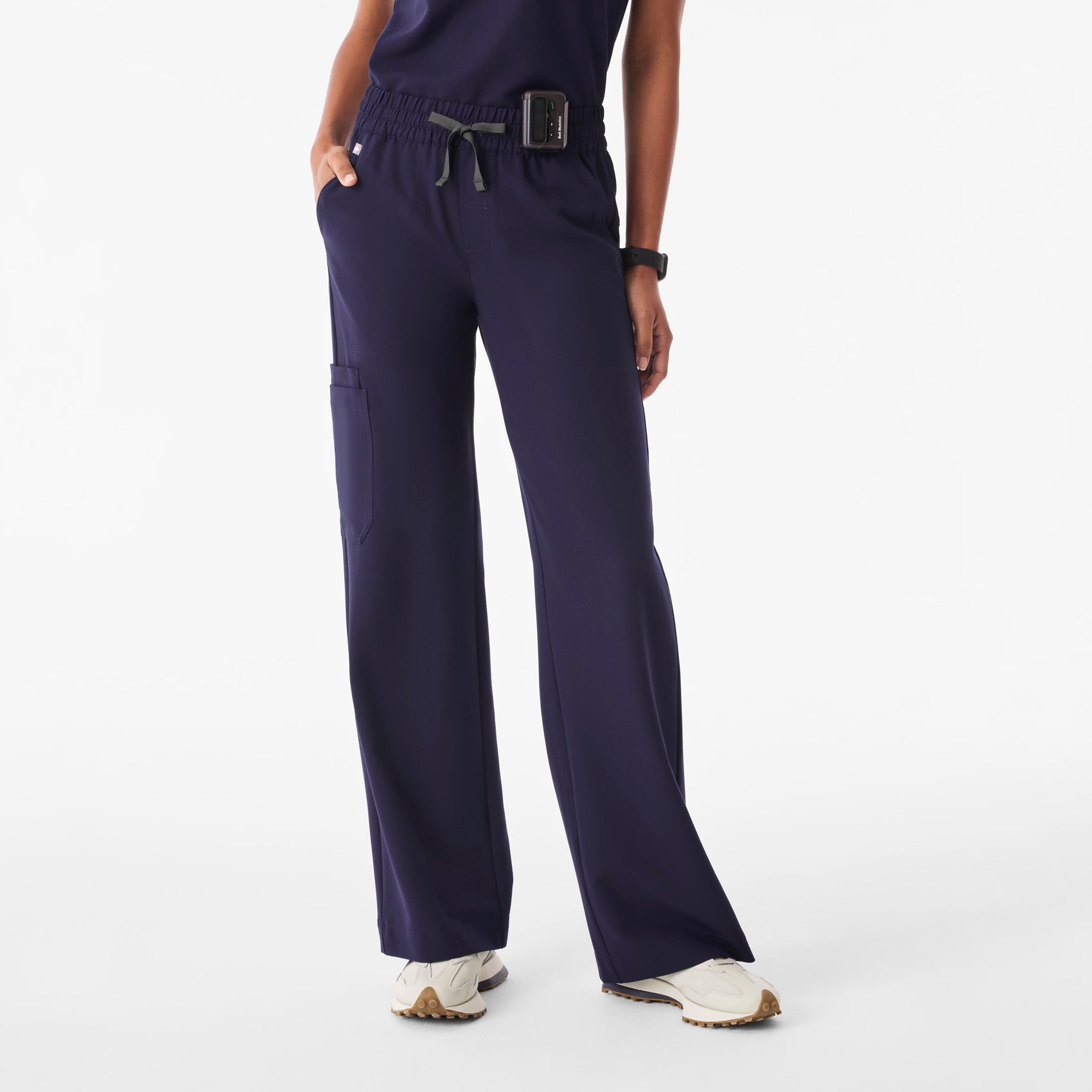 Isabel Ruched Wide-Leg Scrub Pant - Navy