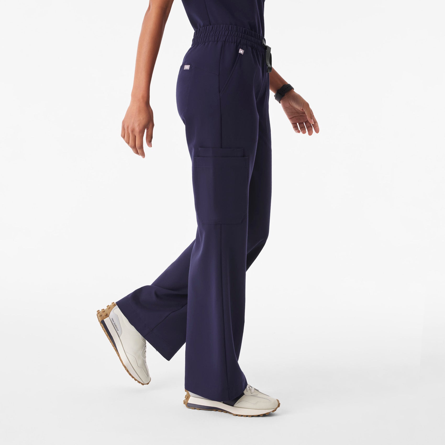 Isabel Ruched Wide-Leg Scrub Pant - Navy