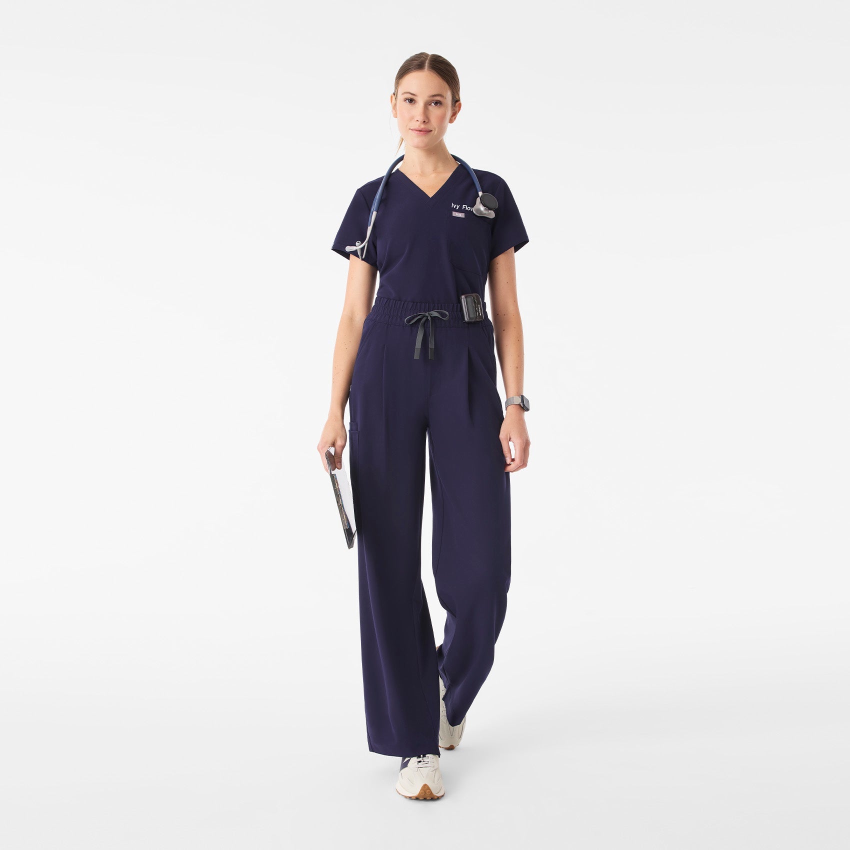 Shelby Ultra High-Rise Wide-Leg Scrub Pant - Navy
