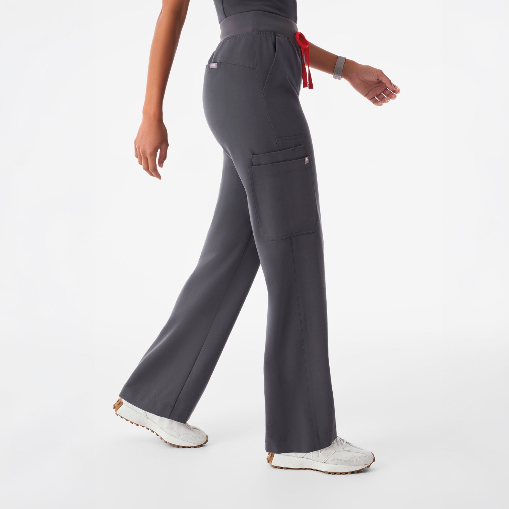 Isabel High-Rise Wide-Leg Scrub Pant - Charcoal