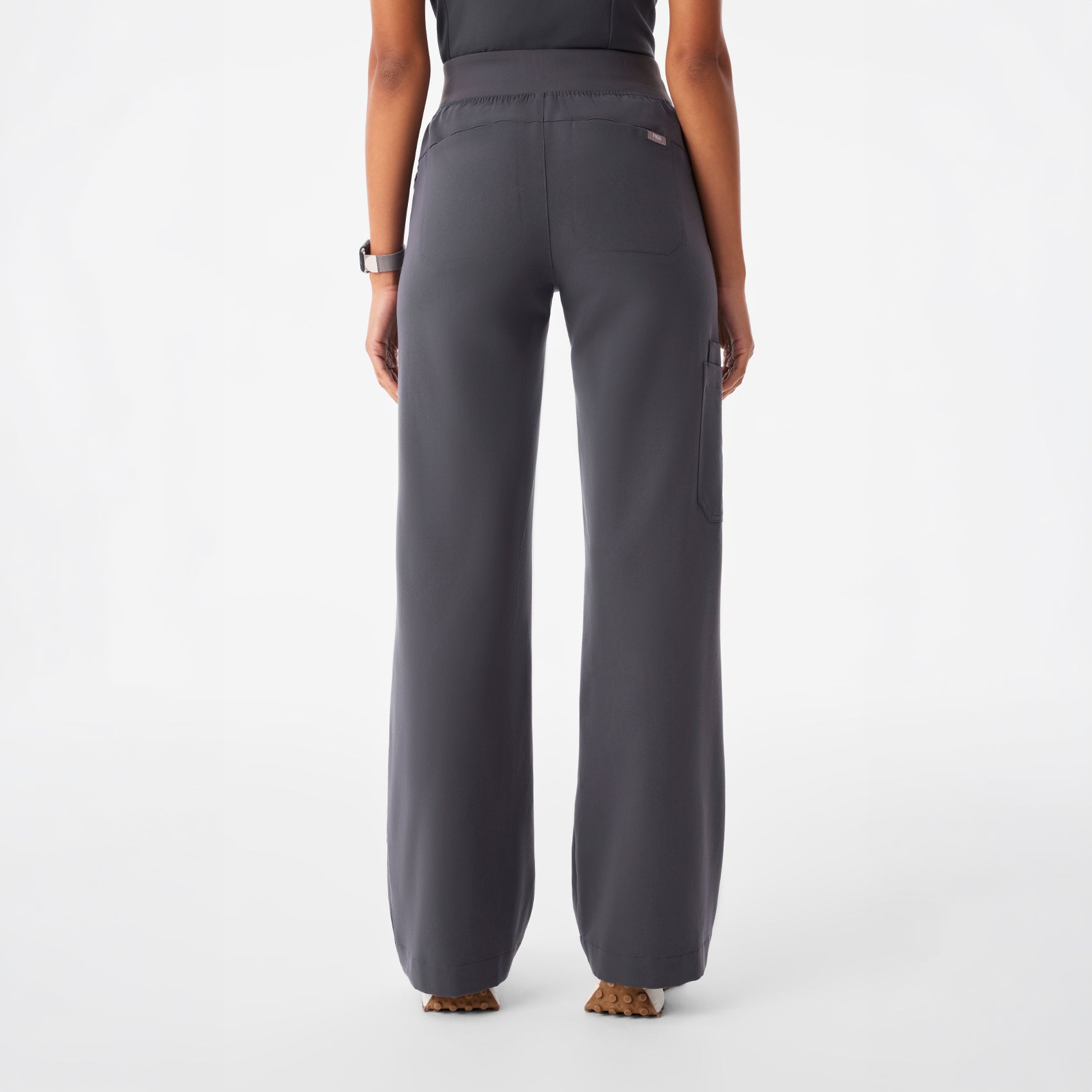 Isabel High-Rise Wide-Leg Scrub Pant - Charcoal