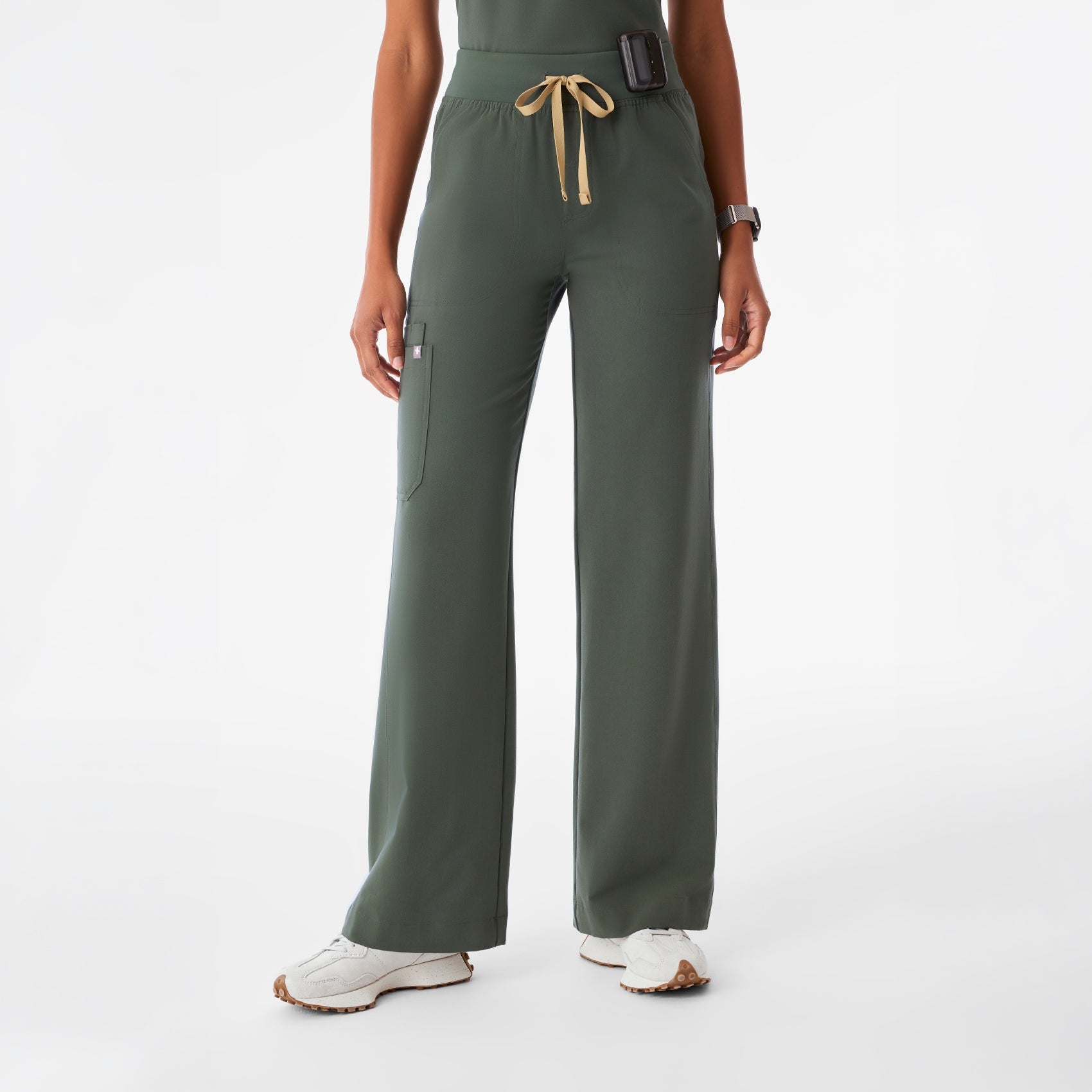 Isabel High-Rise Wide-Leg Scrub Pant - Moss