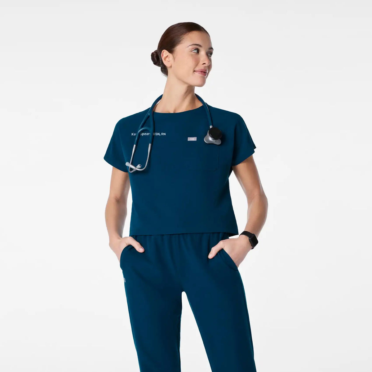 Arua Cropped Crew-neck Scrub Top