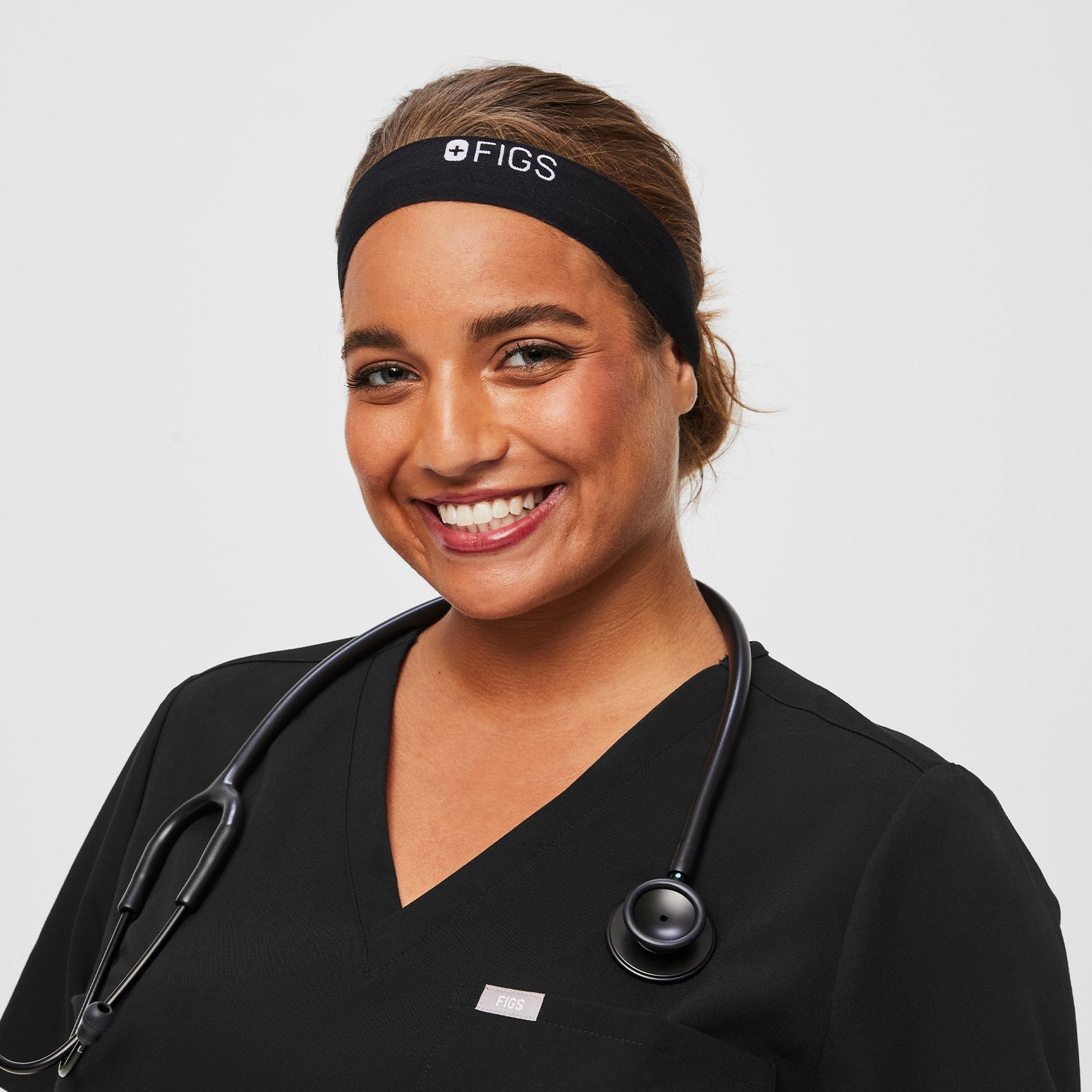 Elastic Headband with Buttonholes - Black