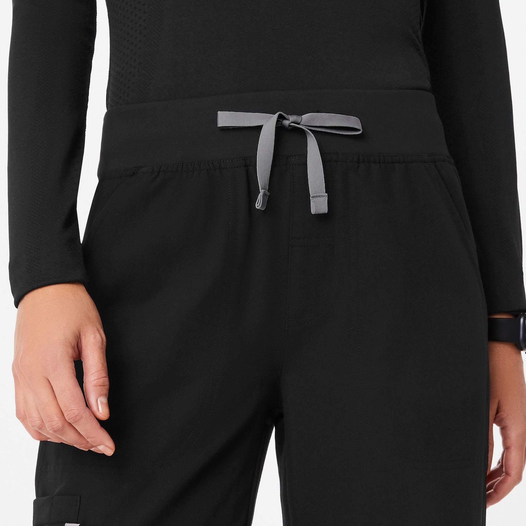 Isabel High-Rise Wide-Leg Scrub Pant - Black