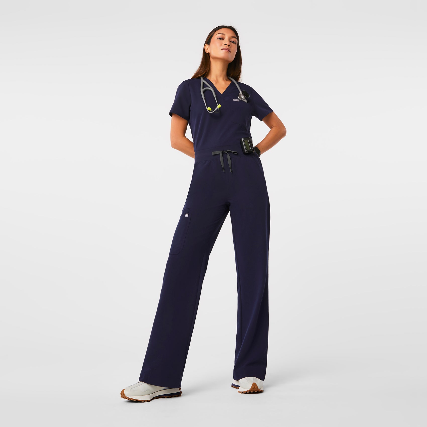 Isabel High-Rise Wide-Leg Scrub Pant - Navy