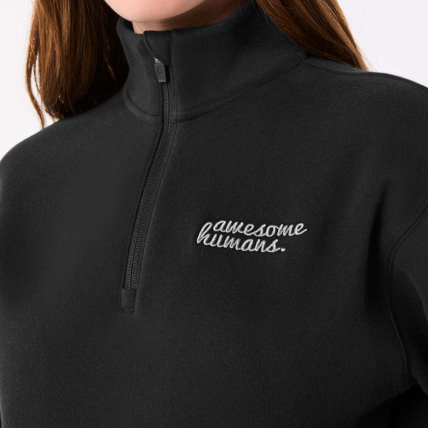 Off-Shift Awesome Humans ¼ Zip Sweatshirt™ - Black