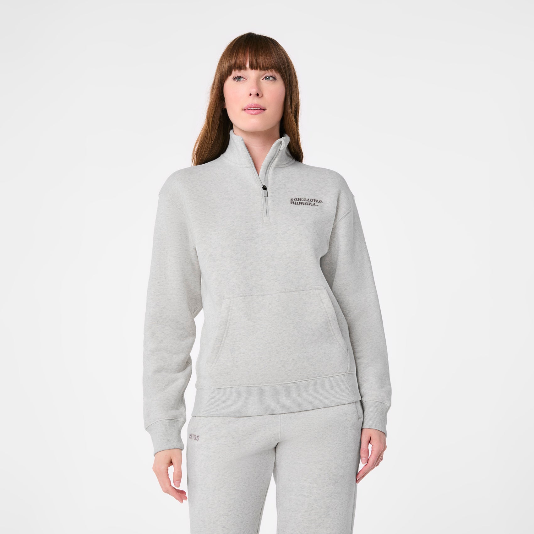 Off-Shift Awesome Humans ¼ Zip Sweatshirt™ - Heather Grey